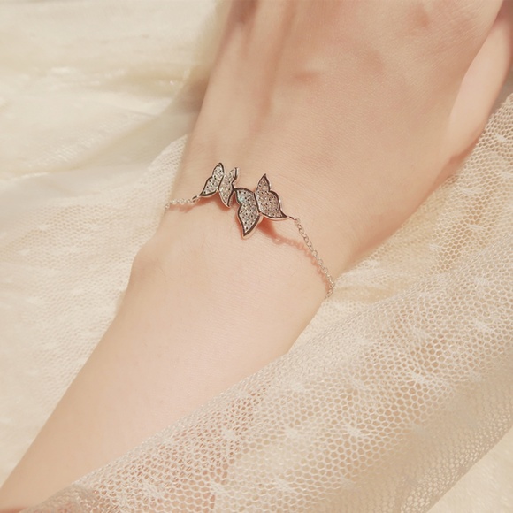 NEW 925 Sterling Silver Butterfly Bracelet - Picture 2 of 3